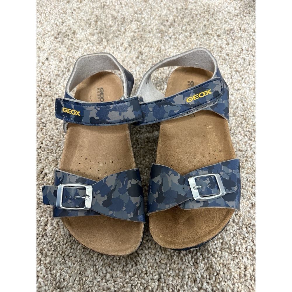 GEOX GHITA Girls Adjustable Sandals- Camouflage Blue Sz 30